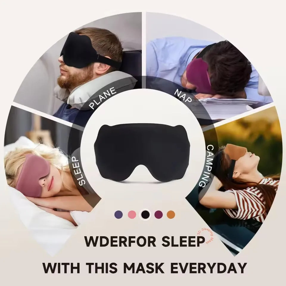 Sovemaske med 3D-form – mørklegging og mykt trykk