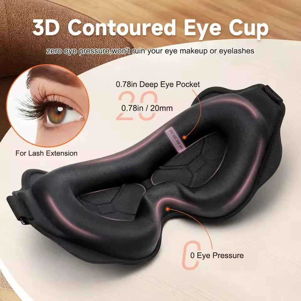 Sovemaske med 3D-form – mørklegging og mykt trykk